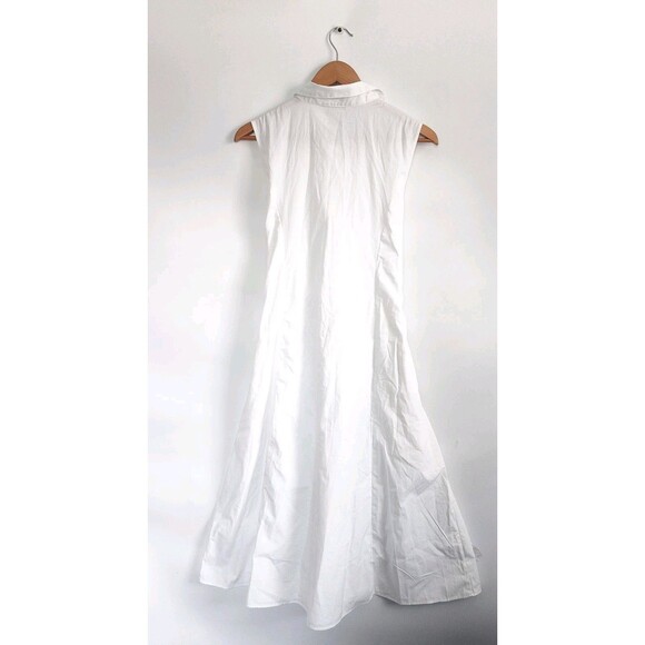 New Banana Republic Shirt Dress XS Tie Waist 100% Cotton Fit & Flare Midi White - Picture 6 of 12